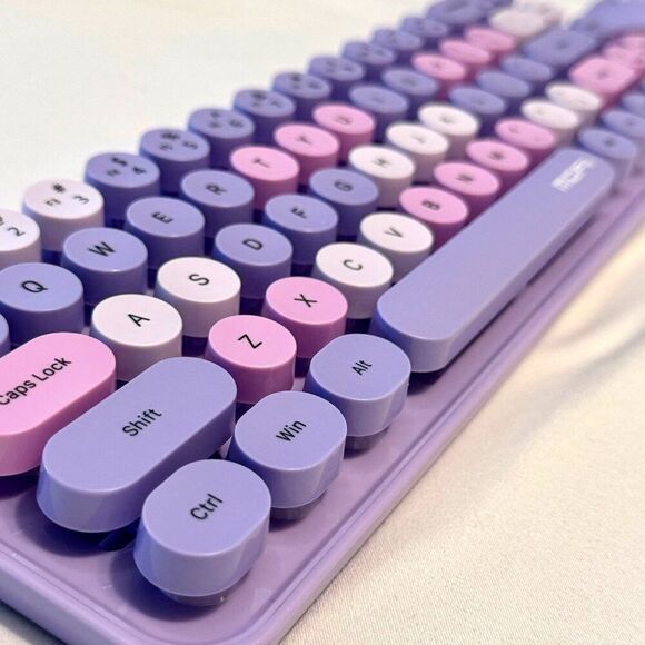 Purple Wireless Typewriter Keyboard and Mouse Set - Picture 2 of 6